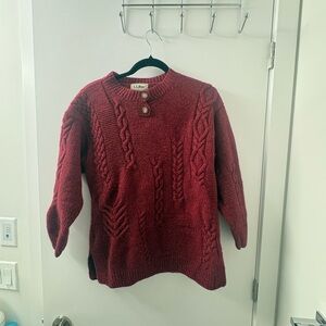 Vintage L.L. Bean Women's Red Cable Knit Sweater
